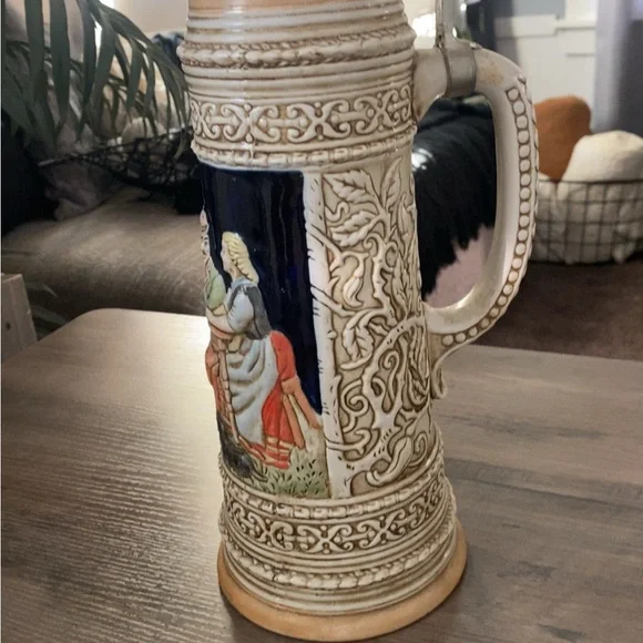 Vintage Ceramic Beer Stein with German Scene - Picture 4 of 5